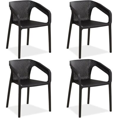 Homestyle4u - 4-Chairs Set - Noir - Plastique - Chaises de Jardin - Publicité Homestyle4u - 4-Chairs Set - Noir - Plastique - Chaises de Jardin - Publicité