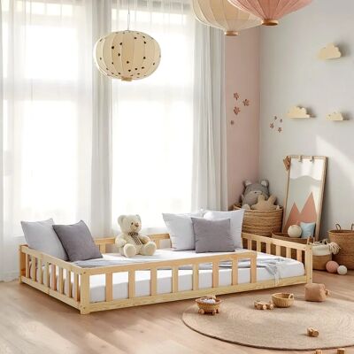Homestyle4u Holzbettrahmen mit Matratze - Natur - 120x200 cm - Kinderbett Homestyle4u Holzbettrahmen mit Matratze - Natur - 120x200 cm - Kinderbett