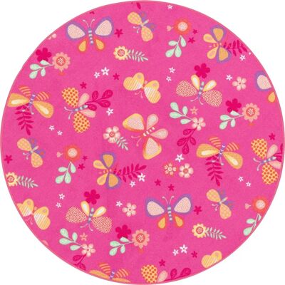 Snapstyle - Kinderteppich Schmetterling Rund 100x100 - Round - Butterfly pattern - Rug Snapstyle - Kinderteppich Schmetterling Rund 100x100 - Round - Butterfly pattern - Rug