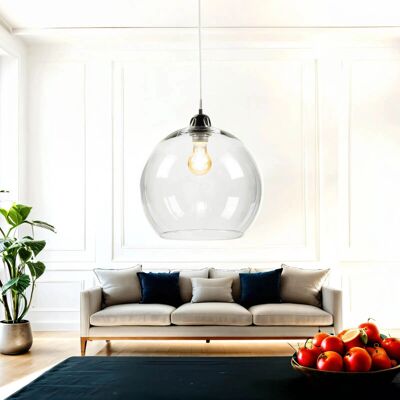 LICHT-ERLEBNISSE Bilbao Pendelleuchte - Glas, Cromo LICHT-ERLEBNISSE Bilbao Pendelleuchte - Glas, Cromo