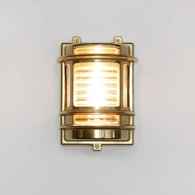 LICHT-ERLEBNISSE Messing Wandleuchte - Maritimer Stil - Außenlampe LICHT-ERLEBNISSE Messing Wandleuchte - Maritimer Stil - Außenlampe