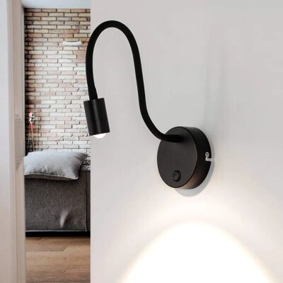 LICHT-ERLEBNISSE Schwarze Wandleuchte mit Flexiblem Metallarm - Wandleuchte LICHT-ERLEBNISSE Schwarze Wandleuchte mit Flexiblem Metallarm - Wandleuchte