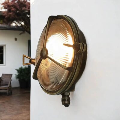 LICHT-ERLEBNISSE - Round Brass - Brass - Grobverglasung? - Outdoor Wall Light LICHT-ERLEBNISSE - Round Brass - Brass - Grobverglasung? - Outdoor Wall Light
