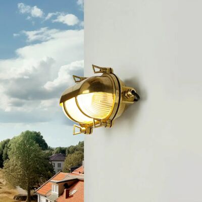 LICHT-ERLEBNISSE - Ovaler Messing-Wandleuchte im Außenbereich - Messing - IP64 - Wandleuchte LICHT-ERLEBNISSE - Ovaler Messing-Wandleuchte im Außenbereich - Messing - IP64 - Wandleuchte