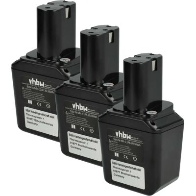 VHBW 3 x NiMH Battery for Bosch 2607335095 - Battery Type: NiMH - 2100mAh - 9.6V - Compatible with Bosch Tools VHBW 3 x NiMH Battery for Bosch 2607335095 - Battery Type: NiMH - 2100mAh - 9.6V - Compatible with Bosch Tools