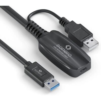 Sonero USB 3.2 Actieve Verlengkabel - Zwart - 10m Sonero USB 3.2 Actieve Verlengkabel - Zwart - 10m
