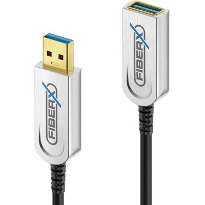 Cable USB FiberX FX-I650-010 - 10m, USB 3.2 Gen 1, Negro y Plata - Cable USB Cable USB FiberX FX-I650-010 - 10m, USB 3.2 Gen 1, Negro y Plata - Cable USB