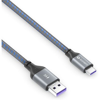 Sonero USB-C auf USB-A Ladekabel - Schnelles Laden 5V/5A - 0,25m - USB 2.0 - Grau/Blau Sonero USB-C auf USB-A Ladekabel - Schnelles Laden 5V/5A - 0,25m - USB 2.0 - Grau/Blau