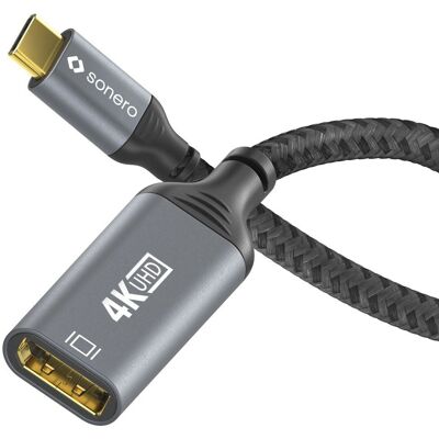 Sonero USB-C zu DisplayPort Adapter - 4K60, 18Gbps, Schwarz/Grau Sonero USB-C zu DisplayPort Adapter - 4K60, 18Gbps, Schwarz/Grau
