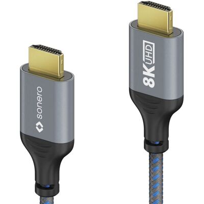 Sonero 3m HDMI-kabel - 8K60Hz - Blå, Grå Sonero 3m HDMI-kabel - 8K60Hz - Blå, Grå