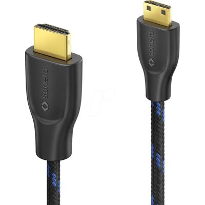 Sonero HDMI-kabel - Mini HDMI till HDMI, 2 m, Svart Sonero HDMI-kabel - Mini HDMI till HDMI, 2 m, Svart