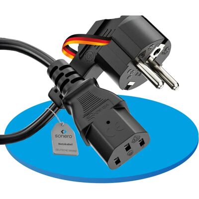 Sonero Strömkabel - Jordad 90° - 5m - Svart - Strömkabel Sonero Strömkabel - Jordad 90° - 5m - Svart - Strömkabel