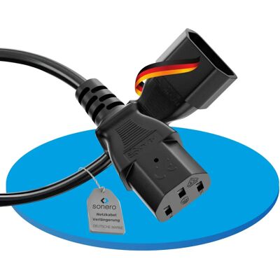 Sonero X-C13P-C13F-050B förlängningskabel - Rättvinklad, 5m, Svart Sonero X-C13P-C13F-050B förlängningskabel - Rättvinklad, 5m, Svart