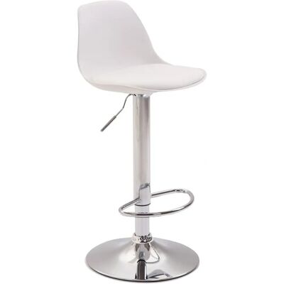 Taburete de Barra Ajustable CLP Kiel - Blanco en Cuero Sintético y Metal Taburete de Barra Ajustable CLP Kiel - Blanco en Cuero Sintético y Metal