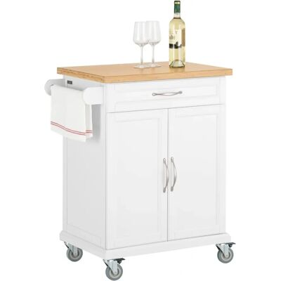 SoBuy Île de Cuisine en Bambou Blanc - Îlot de Cuisine - Publicité SoBuy Île de Cuisine en Bambou Blanc - Îlot de Cuisine - Publicité