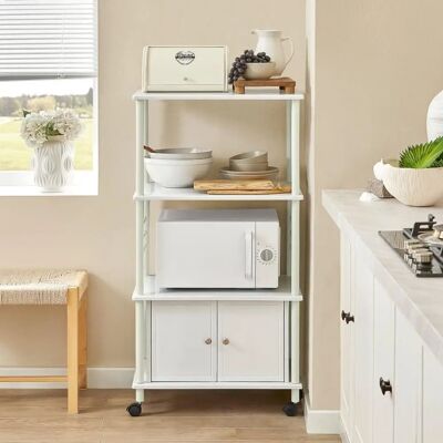 SoBuy Armario de Cocina Blanco para Microondas - Almacenamiento para Microondas - 60x40x114cm SoBuy Armario de Cocina Blanco para Microondas - Almacenamiento para Microondas - 60x40x114cm