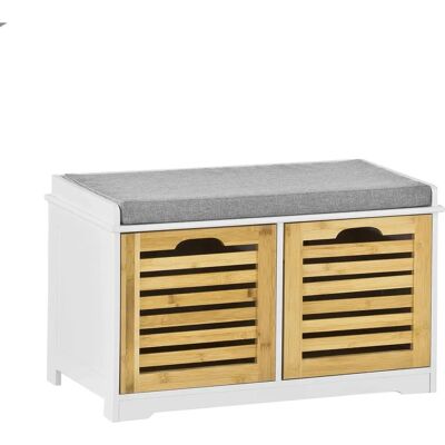 Sobuy Aufbewahrungsbank mit 2 Körben - Weiß und Grau - Stauraum & Schuhregal Sobuy Aufbewahrungsbank mit 2 Körben - Weiß und Grau - Stauraum & Schuhregal