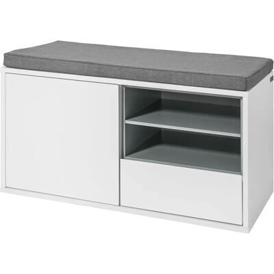 Banque de rangement SoBuy avec coussin - Blanc et gris - Banc de rangement - Publicité Banque de rangement SoBuy avec coussin - Blanc et gris - Banc de rangement - Publicité