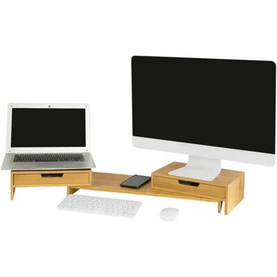 SoBuy BBF04-N Bambusinenäyttöjalusta - 2 Näyttöä, Säädettävä, Ergonominen SoBuy BBF04-N Bambusinenäyttöjalusta - 2 Näyttöä, Säädettävä, Ergonominen