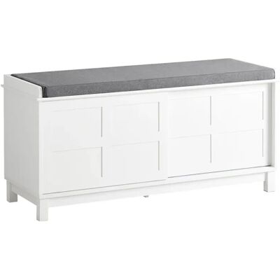 SoBuy FSR86-W Banco de zapatos blanco con cojín y puertas correderas - Almacenamiento para zapatos SoBuy FSR86-W Banco de zapatos blanco con cojín y puertas correderas - Almacenamiento para zapatos