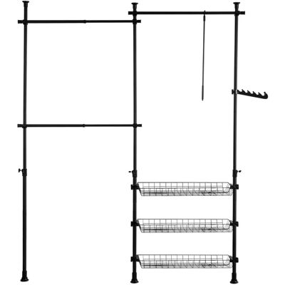 SoBuy FRG34-SCH Appendiabiti con Bastoni Telescopici e Ceste SoBuy FRG34-SCH Appendiabiti con Bastoni Telescopici e Ceste
