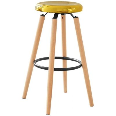 Taburete de bar en madera de haya dorada con reposapiés - Tipo de barra Taburete de bar en madera de haya dorada con reposapiés - Tipo de barra