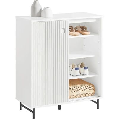 Meuble à chaussures FSB62-W blanc avec portes coulissantes - Publicité Meuble à chaussures FSB62-W blanc avec portes coulissantes - Publicité