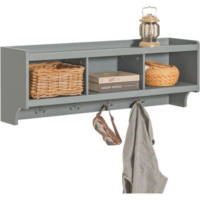 SoBuy Wall Coat Rack - Grey - 3 Compartments 4 Hooks SoBuy Wall Coat Rack - Grey - 3 Compartments 4 Hooks