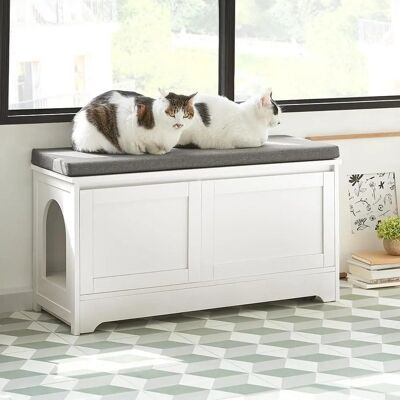 SoBuy Casa per Gatti con 3 Ciotole Incorporate Banco Scarpe e Arredo SoBuy Casa per Gatti con 3 Ciotole Incorporate Banco Scarpe e Arredo