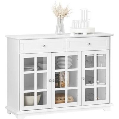 SoBuy White Sideboard with Glass Doors & Drawers - Storage Furniture SoBuy White Sideboard with Glass Doors & Drawers - Storage Furniture