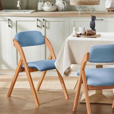 SoBuy Folding Chair Blue - Space-Saving Wooden Padded Seat - Folding Chair SoBuy Folding Chair Blue - Space-Saving Wooden Padded Seat - Folding Chair