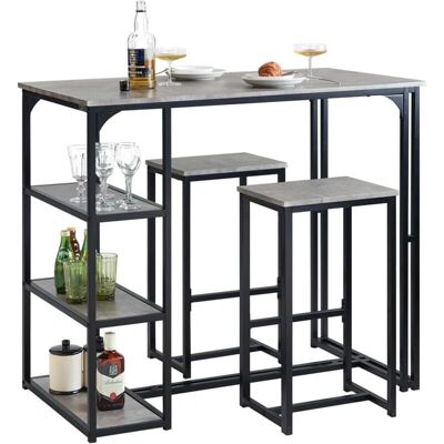 Conjunto de Barra Gris SoBuy - Mesa y 2 Taburetes - Muebles de Cocina Conjunto de Barra Gris SoBuy - Mesa y 2 Taburetes - Muebles de Cocina