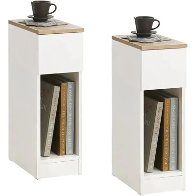 SoBuy FBT111-WNx2 - Zestaw 2 wąskich stolików nocnych z szufladą SoBuy FBT111-WNx2 - Zestaw 2 wąskich stolików nocnych z szufladą