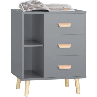 Sobuy FBT95-HG Mesita de Noche - Mesita auxiliar moderna con 3 cajones Sobuy FBT95-HG Mesita de Noche - Mesita auxiliar moderna con 3 cajones