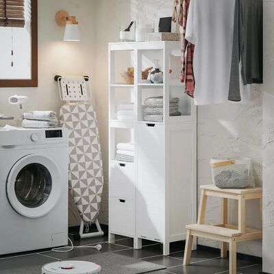 Armario Alto Blanco SoBuy con Cesto de Ropa - Tall Cabinet Armario Alto Blanco SoBuy con Cesto de Ropa - Tall Cabinet
