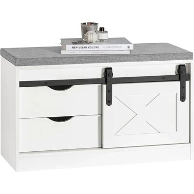 Banco Zapatero Blanco de SoBuy - Armario con Puerta Corrediza Banco Zapatero Blanco de SoBuy - Armario con Puerta Corrediza