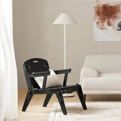 SoBuy Zwarte Fauteuil - Modern met Pen- en Gatverbinding SoBuy Zwarte Fauteuil - Modern met Pen- en Gatverbinding
