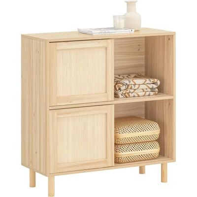 Aparador Natural con 2 Puertas Corredizas - Mueble de Almacenamiento Aparador Natural con 2 Puertas Corredizas - Mueble de Almacenamiento