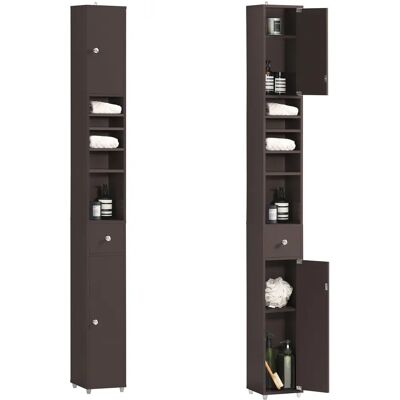 SoBuy Badezimmer Hochschrank - Verstellbare Regale - Braun - Badezimmer Hochschrank SoBuy Badezimmer Hochschrank - Verstellbare Regale - Braun - Badezimmer Hochschrank