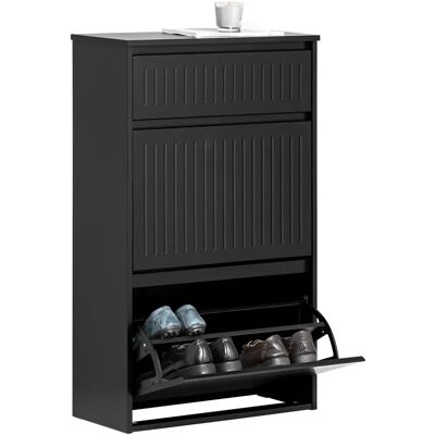Scarpiere Nera SoBuy con 2 Ribalte e 1 Cassetto - Salvaspazio e Organizer Scarpiere Nera SoBuy con 2 Ribalte e 1 Cassetto - Salvaspazio e Organizer