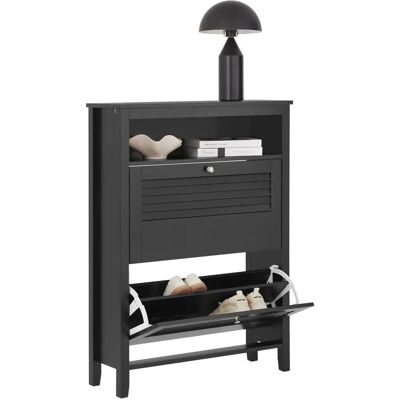 Armoire à chaussures noire SoBuy - Rangement étroit - Publicité Armoire à chaussures noire SoBuy - Rangement étroit - Publicité
