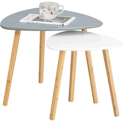 Mesitas apilables SoBuy - Juego de 2, Grises - Mesas laterales y de café Mesitas apilables SoBuy - Juego de 2, Grises - Mesas laterales y de café