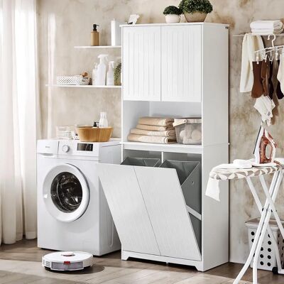 SoBuy Weiß Hoher Badschrank - Badezimmer Aufbewahrung SoBuy Weiß Hoher Badschrank - Badezimmer Aufbewahrung