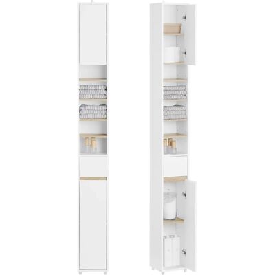 SoBuy Armadio Alto per Bagno Bianco - Mobile di Stoccaggio SoBuy Armadio Alto per Bagno Bianco - Mobile di Stoccaggio