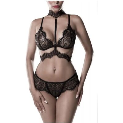 Grey Velvet Blumen-Spitze 3-teiliger Lingerieset - Sexy & Elegant Grey Velvet Blumen-Spitze 3-teiliger Lingerieset - Sexy & Elegant