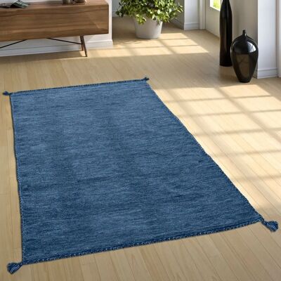 Paco Home - Alfombra de Algodón 120x170cm Azul - Estilo Étnico Hecho a Mano Paco Home - Alfombra de Algodón 120x170cm Azul - Estilo Étnico Hecho a Mano