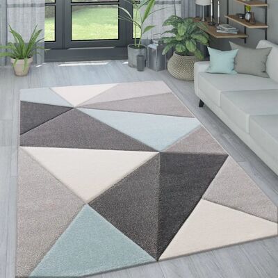 Alfombra Paco Home Turquesa Pastel - Rombos Zig-Zag 80x150cm Alfombra Paco Home Turquesa Pastel - Rombos Zig-Zag 80x150cm