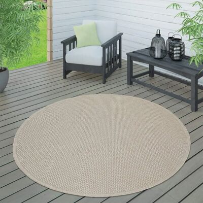 Tappeto Beige Rotondo per Interni ed Esterni - Paco Home Tappeto Beige Rotondo per Interni ed Esterni - Paco Home