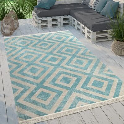 Tappeto Paco Home Blu-Bianco - Geometrico Interno/Esterno - 80x150cm Tappeto Paco Home Blu-Bianco - Geometrico Interno/Esterno - 80x150cm
