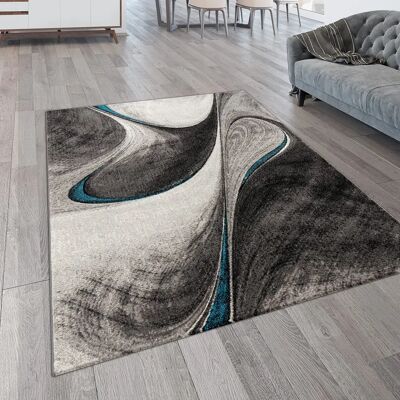 PACO HOME Tappeto Grigio-Blu Pelo Corto - Motivo 3D Astratto PACO HOME Tappeto Grigio-Blu Pelo Corto - Motivo 3D Astratto